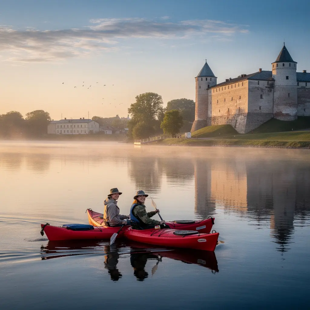 Kaunis vaade Tallinna vanalinna tänavatest päikeseloojangul.