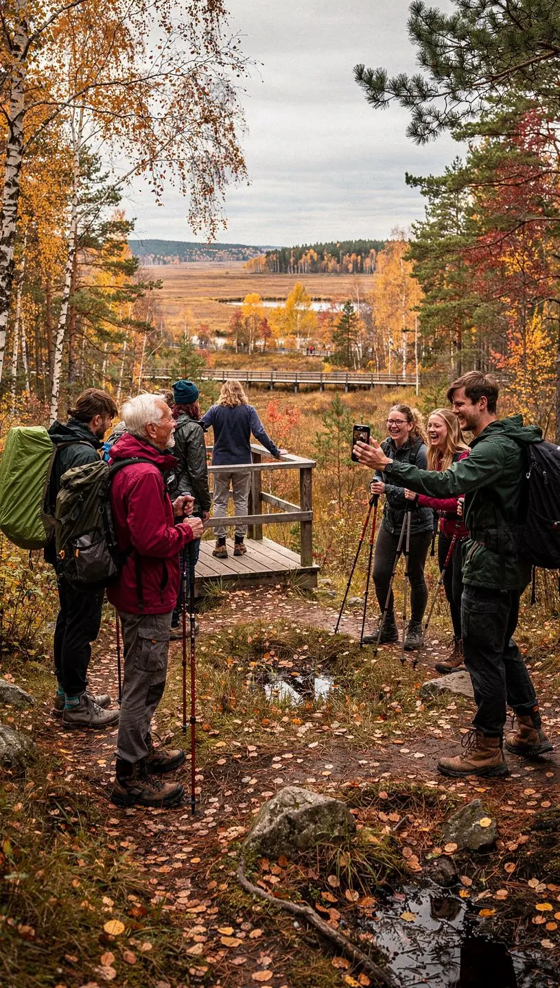 Sügisene maastik Saaremaal, kus on värvilised lehed ja ajaloolised tuulikud.